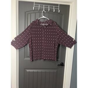 212 Collection Red Black White Geometric Pattern Top Size 3x